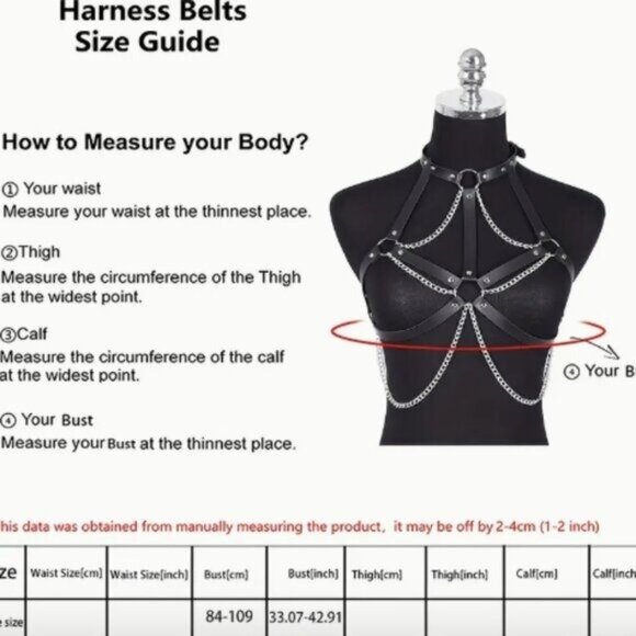 PU Leather Layered Chain Choker Harness - Picture 5 of 5